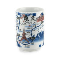 東京地圖壽司湯杯 環狀線站名附羅馬拼音 撥水印刷 美濃燒 270ml｜東京MAP寿司湯呑