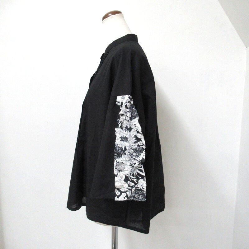 sosotto LIBERTY花布打褶上衣 黑色