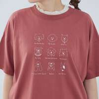 抗UV加工純棉小狗刺繡五分袖圓領上衣 胸圍130cm cloudnine｜UV遮蔽犬刺繍入りTシャツ
