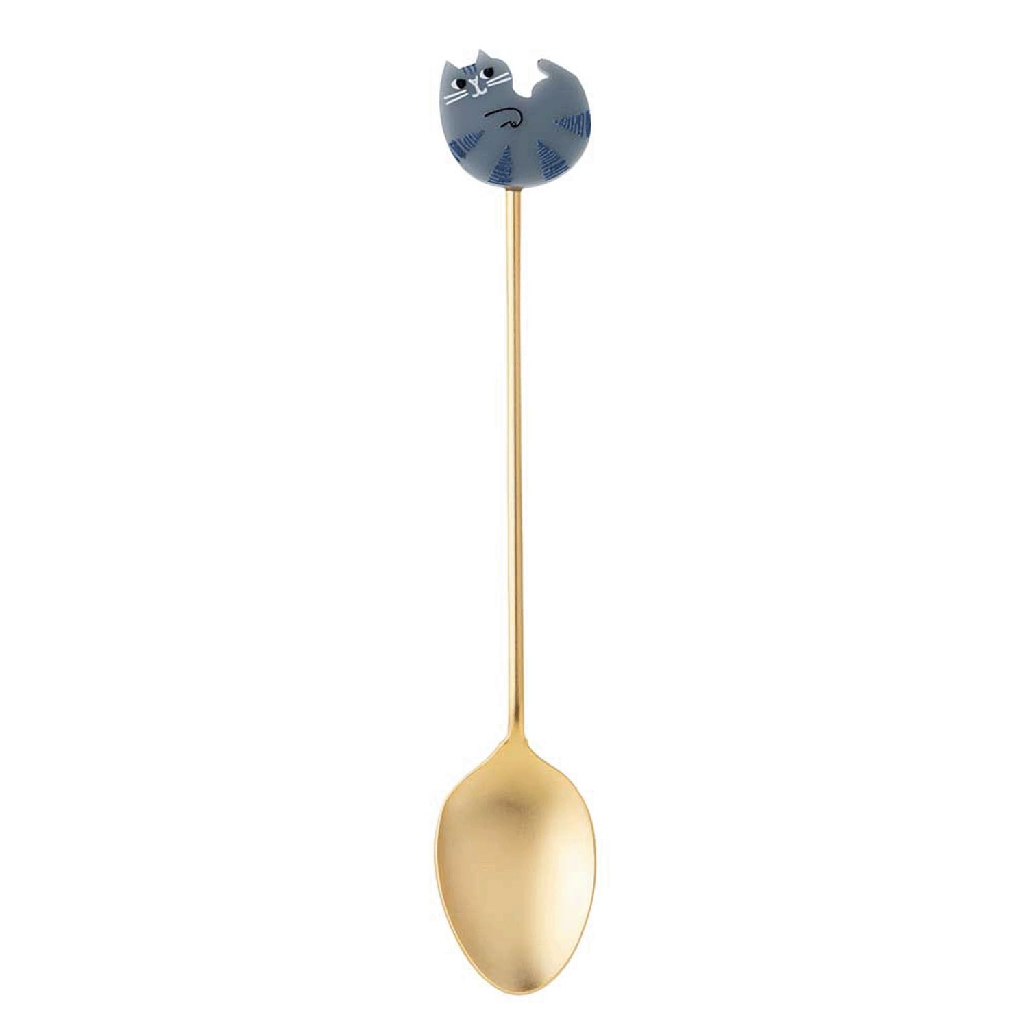 fikalycka 貓咪壓克力吊飾湯匙 灰色 霧面金色 12.5cm|fikalyckaアクリルカトラリー ネコスプーン GY