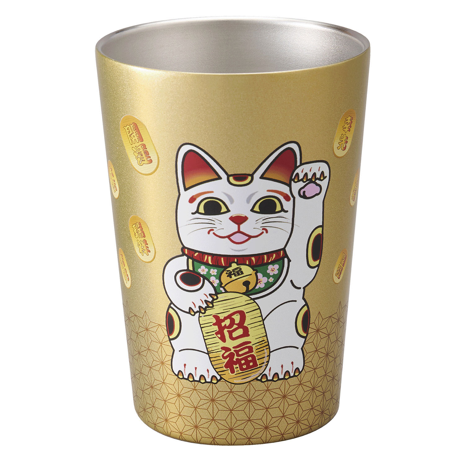 日本傳統圖案不鏽鋼真空保溫杯 460ml 大浪 紅富士 招財貓 達摩｜日本伝統文化タンブラー