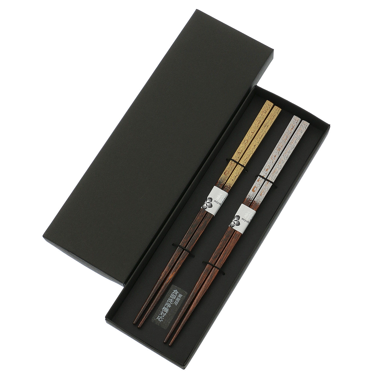 日本製金銀櫻花對筷 紡雕櫻立體浮紋 天然木 可洗碗機 23cm|食洗ペア箸 紡ぎ彫桜