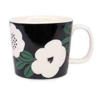 kippis 北歐花冠圖案陶器馬克杯 Kukkaseppele 黑色／米色 270ml｜kippis クッカセッペリ マグカップ
