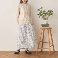 60支薄棉細布3D立體花卉刺繡扇貝下擺襯衫 衣長63cm cloudnine｜60キャンブリック3D花柄刺繍入り 裾スカラップブラウス