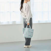 雙色條紋圓形托特包 寶特瓶架 4色【ROOTOTE】｜ルートート ストライプ柄丸型トートバッグ