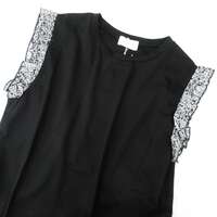 【Vent d'ouest】LIBERTY荷葉袖無袖上衣 黑色 日本製 ｜Vent d'ouest LIBERTYフリルノースリーブ
