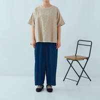 先染純棉提花幾何圖案肩襉寬鬆前後差襯衫 胸圍134cm cloudnine｜先染めコットン布帛ジャガード幾何学柄ブラウス