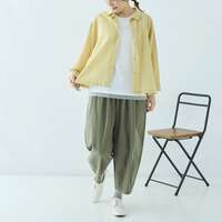 細褶感80支純棉巴里紗八分袖外套式襯衫 胸圍118cm cloudnine｜細かなシワ入り 80綿ボイル無地8分袖 ジャケット風シャツブラウス