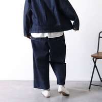 純棉成衣水洗九分褲長寬版直筒長褲 腰圍64〜77cm cloudnine｜9分丈ワイドストレートパンツ