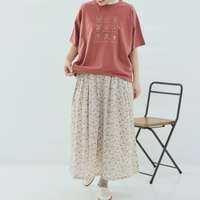 抗UV加工純棉小狗刺繡五分袖圓領上衣 胸圍130cm cloudnine｜UV遮蔽犬刺繍入りTシャツ