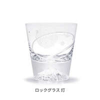 田島硝子 江戶切子富士山威士忌杯 燈 菊繫紋 270ml 木盒裝｜江戸切子 富士山ロックグラス 灯（あかり）