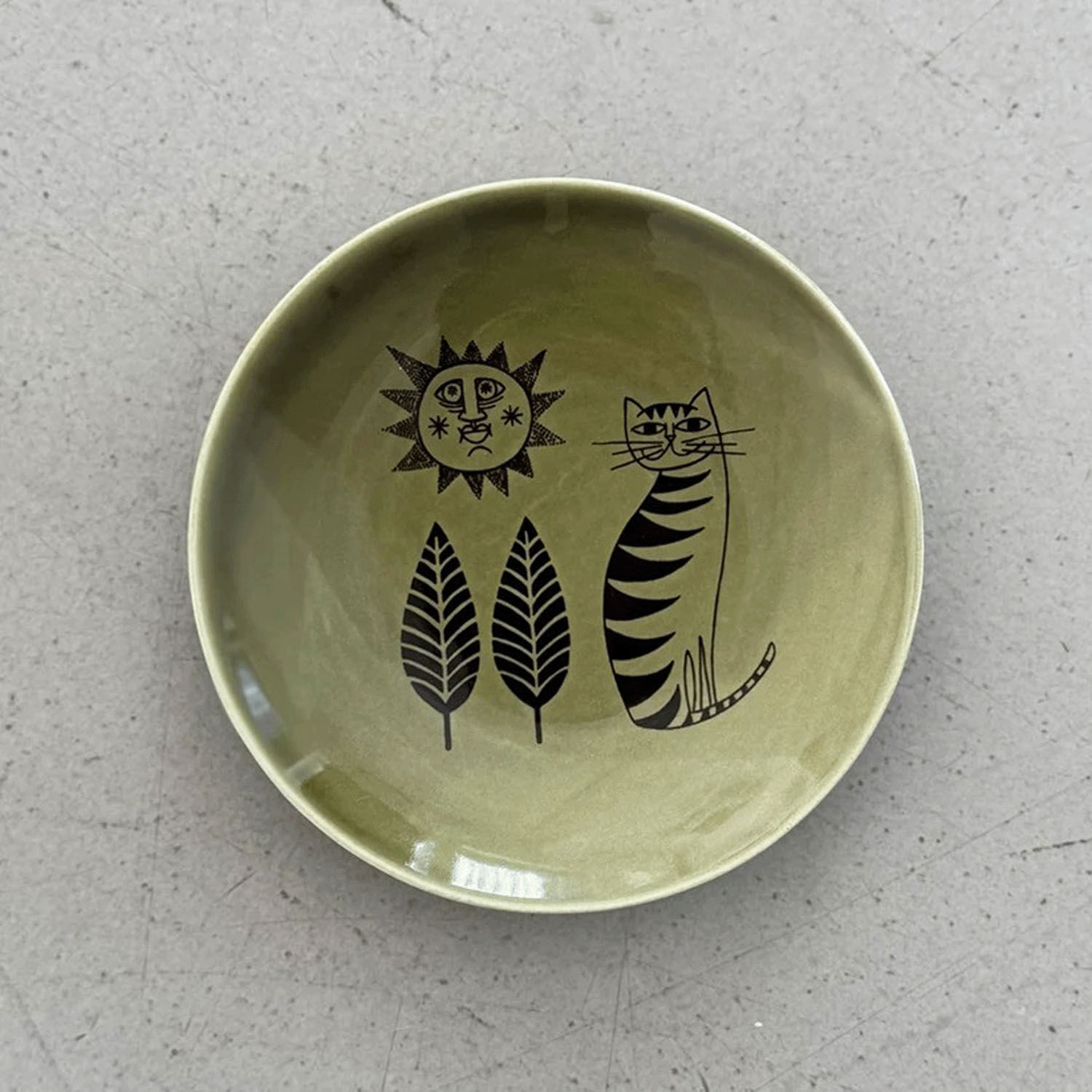 美濃燒銅版印花復古圓盤 15cm 甜點盤 可洗碗機 日本製｜オールドカッパー ラウンドプレートS