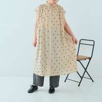 薄棉細布點點刺繡上領抽褶大襬長版洋裝 胸圍168cm cloudnine｜キャンブリックドット刺繍上衿付ワンピース