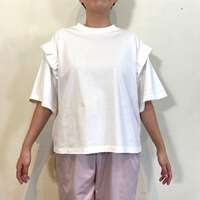 【euphoric】荷葉邊短版T恤 白色 日本製 ｜euphoric フリルTシャツ