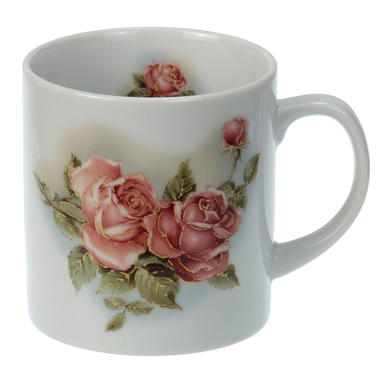 金邊玫瑰馬克杯 金彩描邊 優雅小巧 φ7×H7.5cm 日本製｜マグカップ ゴールドローズ