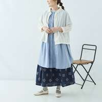 細褶感80支純棉巴里紗八分袖外套式襯衫 胸圍118cm cloudnine｜細かなシワ入り 80綿ボイル無地8分袖 ジャケット風シャツブラウス