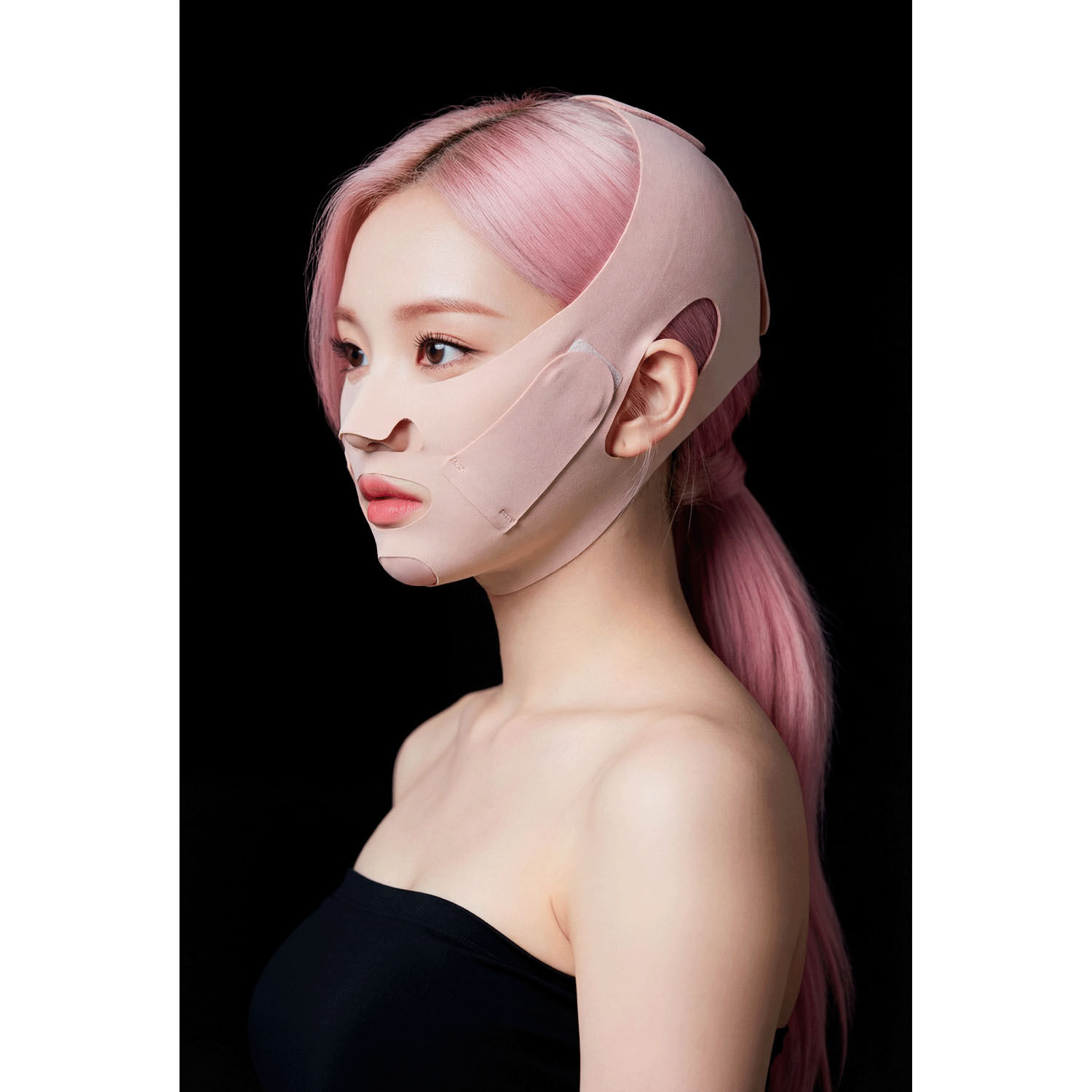 K-BEAUTY 臉部包覆彈性帶 心形矽膠內襯 雙帶｜K－BEAUTY小顔ベルト（キュート）