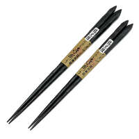 江戶木筷 縞黑檀手雕漆筷 23.5cm／21.5cm 日本製｜江戸木箸 うるし手彫り縞黒檀