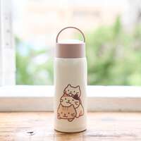 福福喵 附提把不鏽鋼保溫瓶 HAPiNS｜ふくふくにゃんこ むぎゅっとにゃんこハンドル付きステンレスボトル