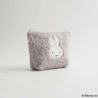 Miffy 米飛兔 毛絨梯形化妝包 側寬5cm 藍色｜ミッフィー MIFFY BOA 台形ポーチ ブルー