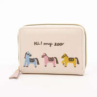 動物刺繡 環繞拉鍊迷你夾 6卡位 6款【HI！MY ZOO】｜HI！MY ZOO ラウンドファスナーミニ財布