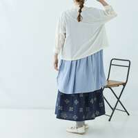 純棉巴里紗同色系嵌片刺繡前開襟洋裝 胸圍188cm cloudnine｜コットンボイル パネル刺繍入り 前開きワンピース