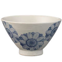 波佐見燒勳山窯 藍花飯碗 手工印花 直徑12cm 日本製｜青い花 飯碗
