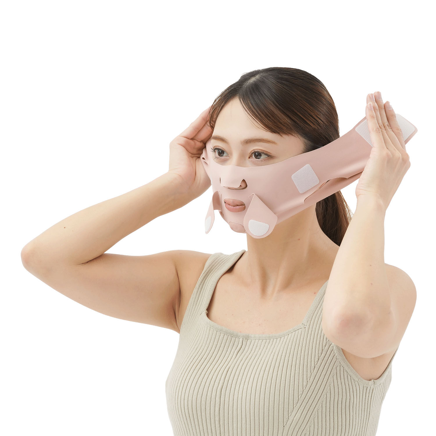 K-BEAUTY 臉部包覆彈性帶 心形矽膠內襯 雙帶｜K－BEAUTY小顔ベルト（キュート）