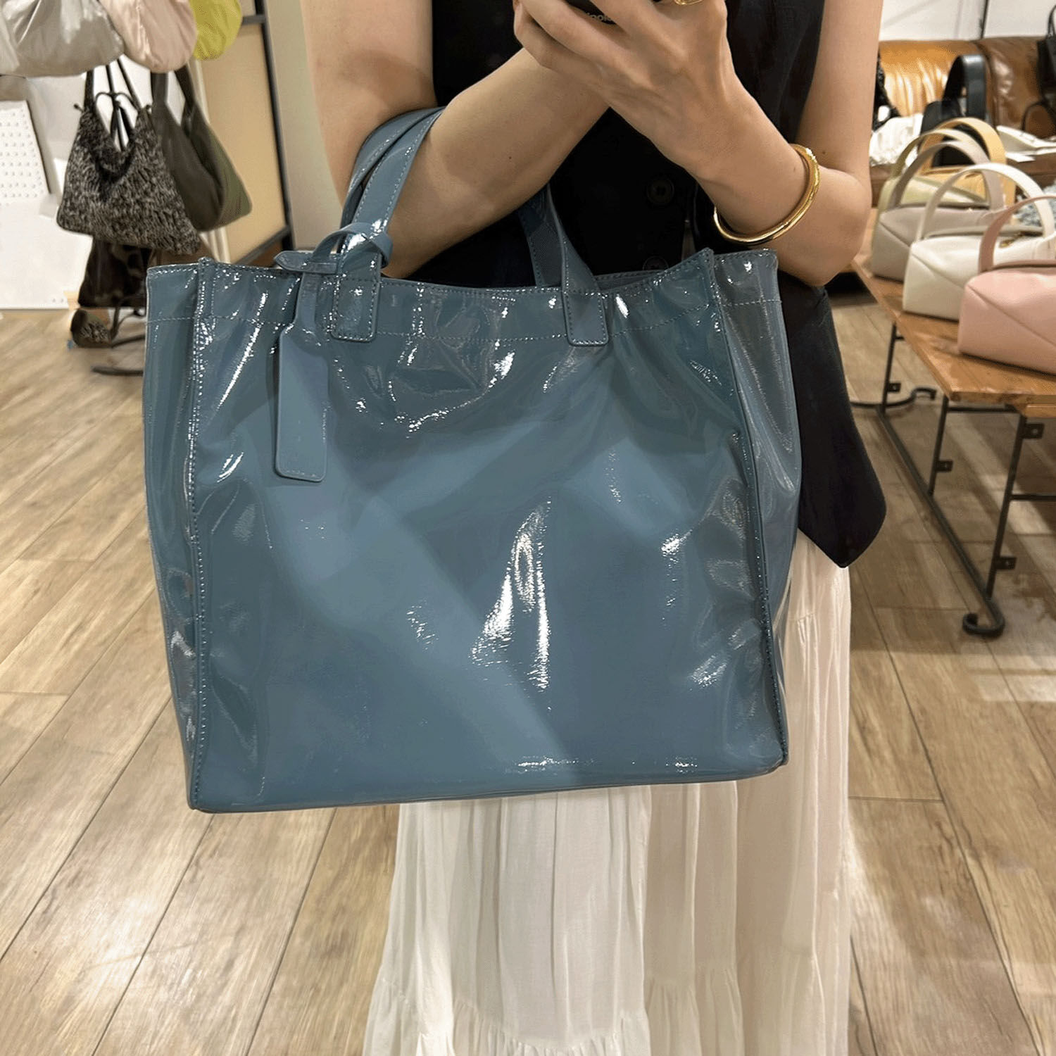 軟漆皮購物托特包 6個內袋 13色【cachecache】｜cachecache ソフトエナメルショッパーバッグ
