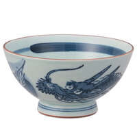 波佐見燒 龍紋特大飯碗 直徑14cm 手繪濃染 輕巧瓷器 日本製｜龍絵 特大飯碗