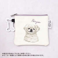 狗狗刺繡迷你扁收納包 骨頭登山扣 合成皮 12×10cm 15款｜DOG CHARITY ミニフラットポーチ