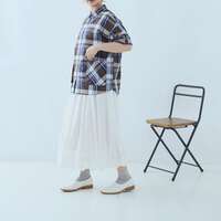 純棉薄細布下擺面板刺繡八分裙 附裡布 腰圍64-77cm cloudnine｜キャンブリック 裾パネル刺繍8分丈スカート