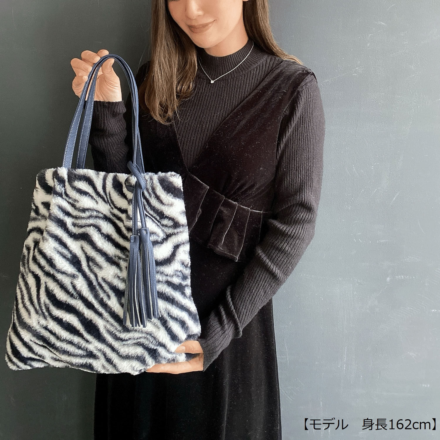 動物紋環保毛皮托特包 A4可 33×33cm 斑馬 大麥町 豹紋｜アニマルファーフラットトートバッグ