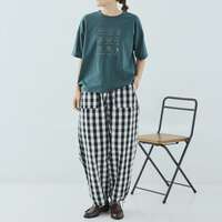 抗UV加工純棉小狗刺繡五分袖圓領上衣 胸圍130cm cloudnine｜UV遮蔽犬刺繍入りTシャツ