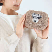 貓狗刺繡絨毛萬用包 11.5×14×4cm 六款動物 內網袋兩格｜ボアアニマル刺繍ポーチ