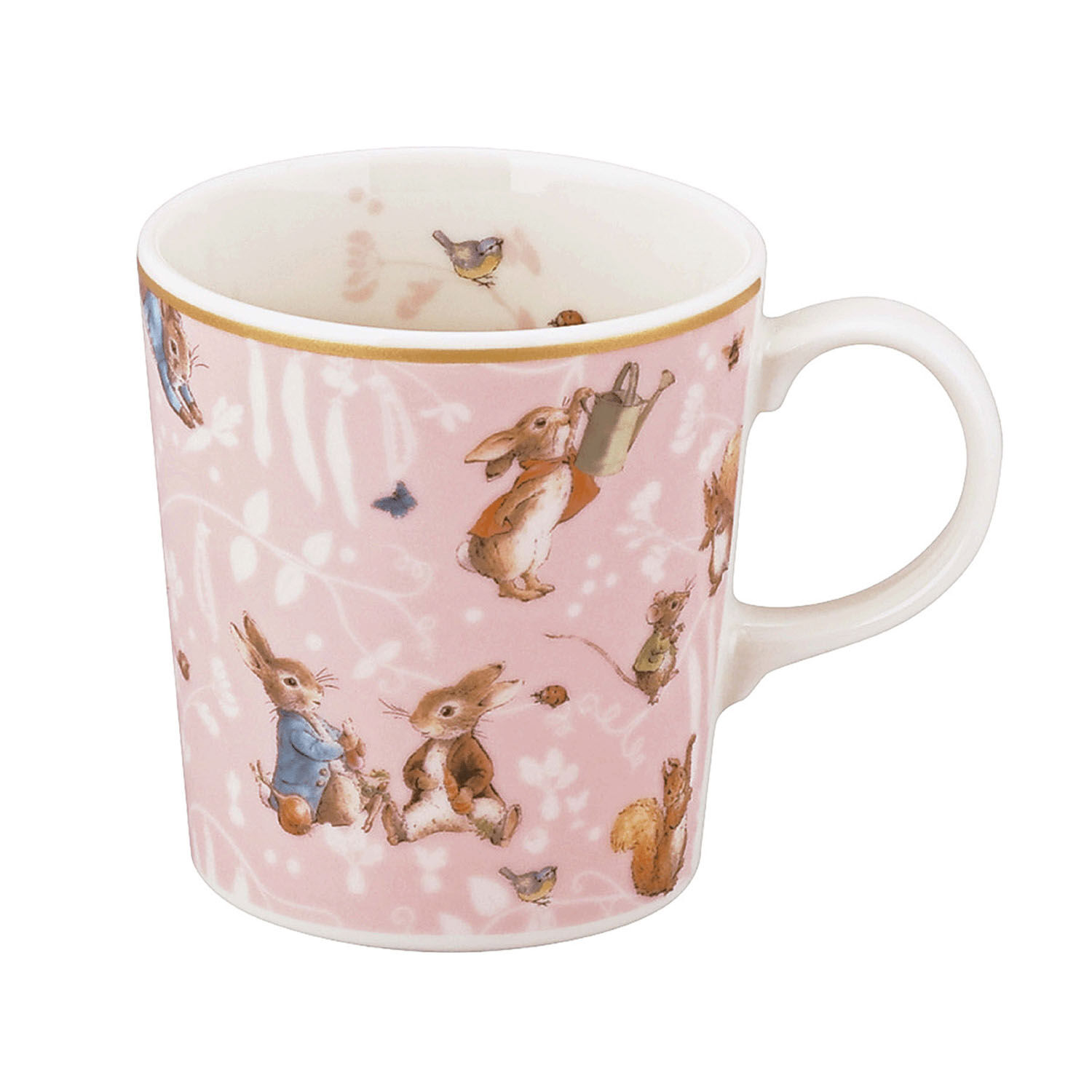 Peter Rabbit 彼得兔 粉紅馬克杯 雲母金杯緣 300ml 可微波洗碗機|ピーターラビット グロウワイルドドロップ マグ ピンク