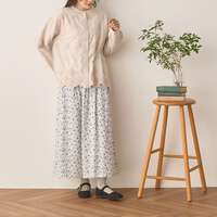 60支薄棉細布3D立體花卉刺繡扇貝下擺襯衫 衣長63cm cloudnine｜60キャンブリック3D花柄刺繍入り 裾スカラップブラウス