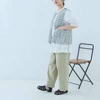 先染棉布拼接花卉滿版刺繡前開扣背心 胸圍112cm cloudnine｜先染コットン布帛柄アソート花柄総刺繍入り前ボタンあきベスト