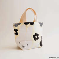 Miffy 米飛兔 大花朵迷你托特包 午餐袋 側寬12cm 象牙白｜ミッフィー MIFFY BIG FLOWER ミニトートバッグ アイボリー