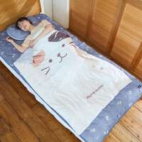 福福貓貓臉皺褶午睡涼被 100×140cm｜ふくふくにゃんこ 接触冷感フェイスくしゅくしゅお昼寝ケット