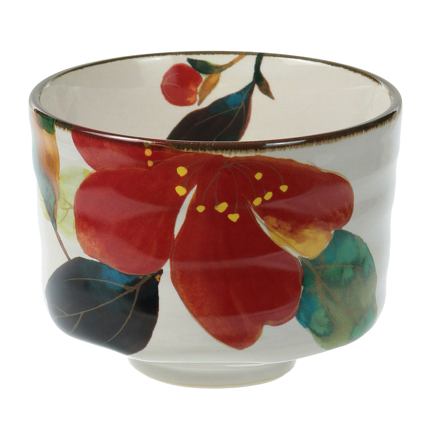 美濃燒抹茶碗 華祭・山茶花・花工房 三款花繪 日本製瓷器｜抹茶碗