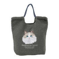 毛絨動物刺繡傘繩托特包 32×40公分 六款動物｜ボアアニマル刺繍パラコードトートバッグ