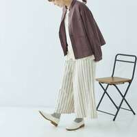 先染棉麻嫘縈柔軟鬆緊腰寬版長褲 總長87cm股下55cm cloudnine｜先染綿麻レーヨン柄アソート