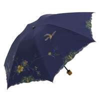 鳳凰刺繡 遮光100% 晴雨兼用 折疊傘 50cm｜完全遮光 （晴雨兼用）女優日傘 「花鳥刺繍」ミニ折り畳み傘