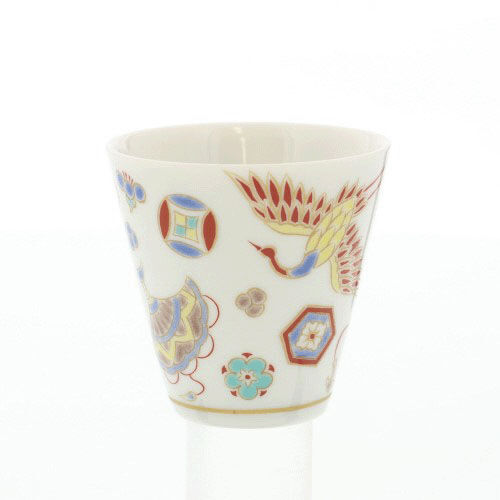 九谷燒豬口杯 寶盡紋吉祥圖案 小酒杯 小菜杯 直徑5.5cm|【九谷焼】縁起ちょこ宝尽くし