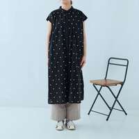 薄棉細布點點刺繡上領抽褶大襬長版洋裝 胸圍168cm cloudnine｜キャンブリックドット刺繍上衿付ワンピース