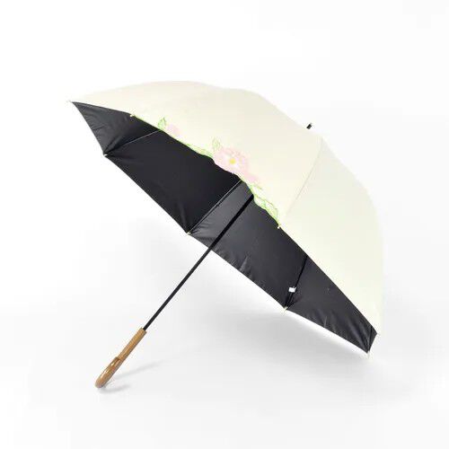 BLACK COATING UV PARASOL 毛莨花刺繡 晴雨兼用 長傘