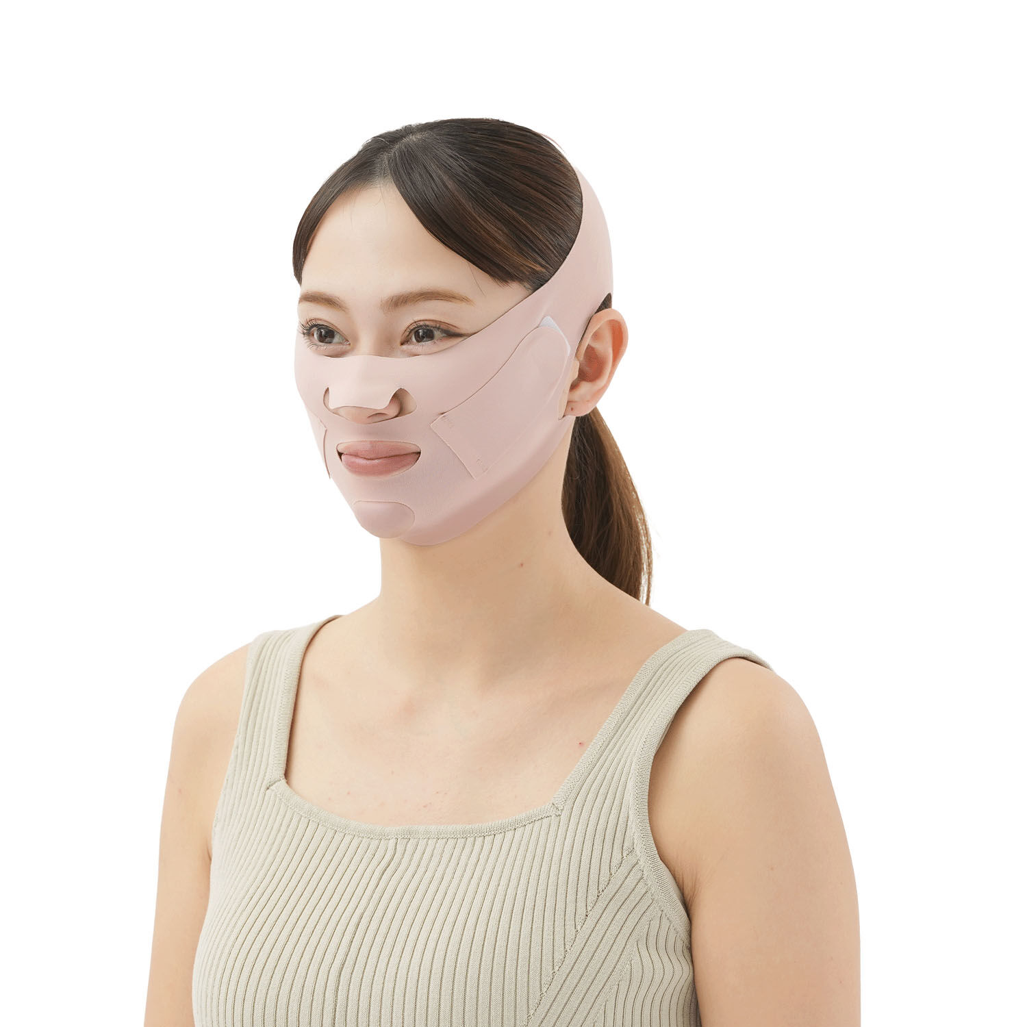 K-BEAUTY 臉部包覆彈性帶 心形矽膠內襯 雙帶｜K－BEAUTY小顔ベルト（キュート）