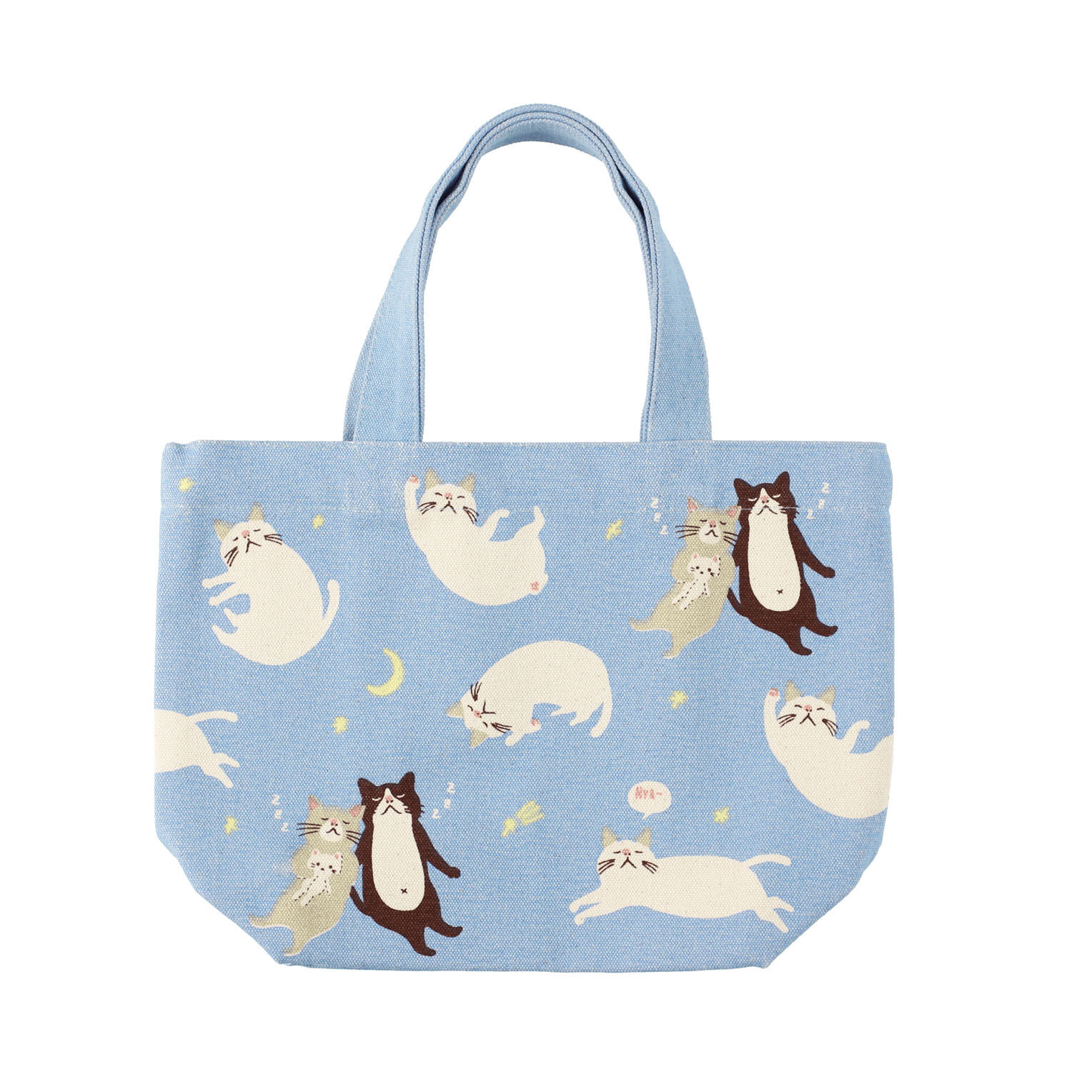 呼呼大睡夥伴 帆布迷你托特包 20×30cm 藍色|ミニトート スヤスヤフレンズ ブルー