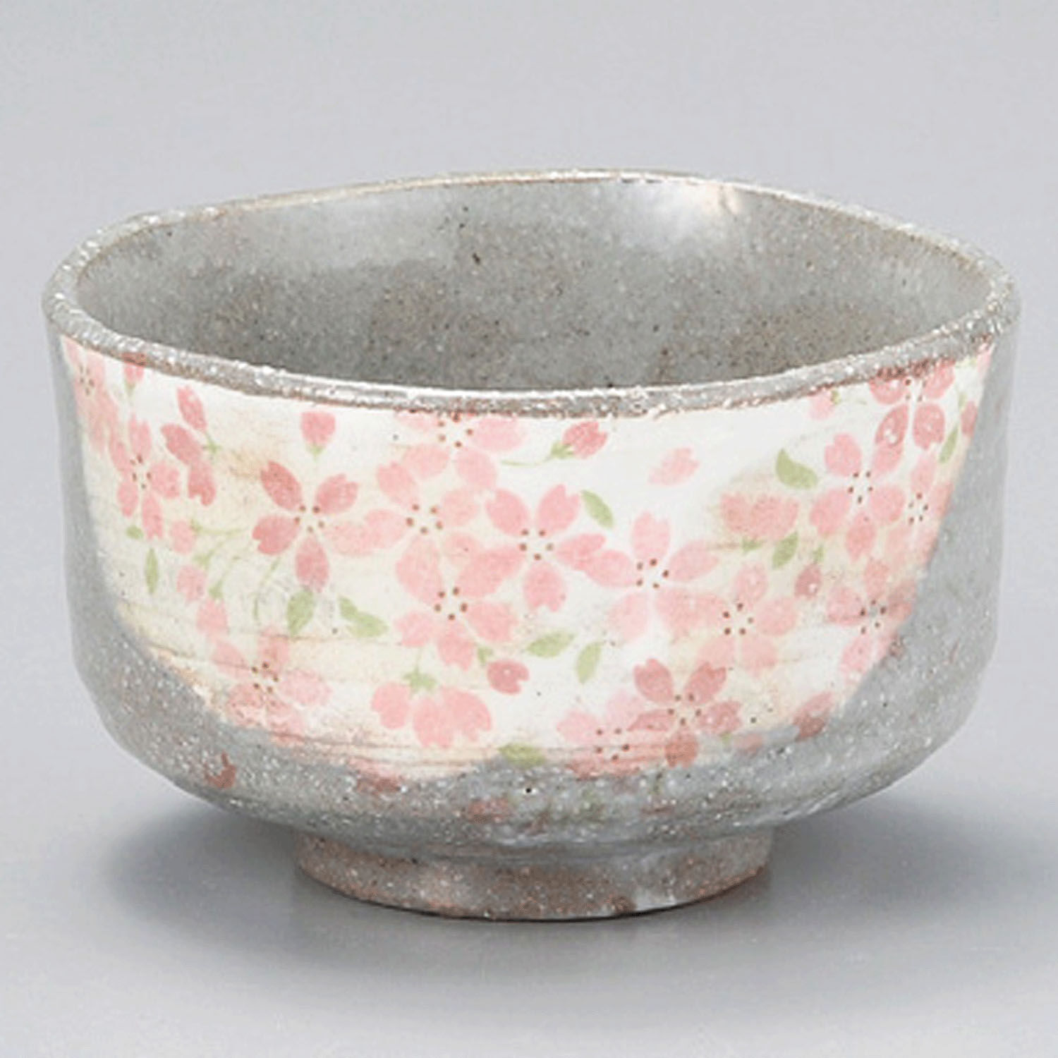 櫻花抹茶碗 灰色 手作陶器 直徑10cm 日本製｜抹茶碗 桜 グレー